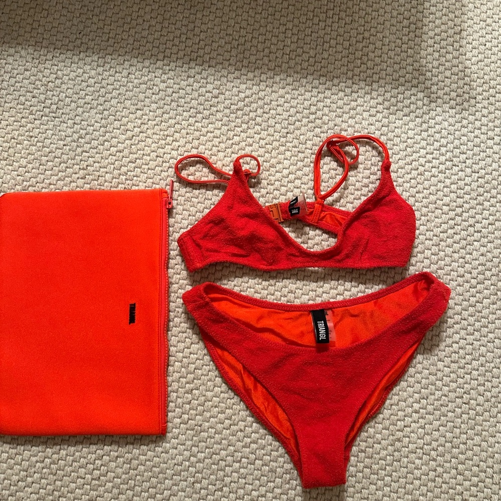 Red Terry Cloth Triangl Bikini